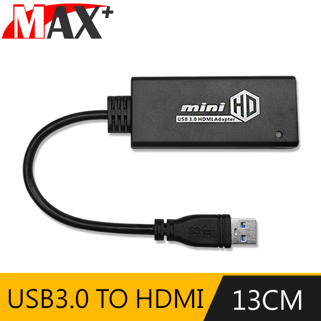 Max+ 外接顯示卡 USB3.0(公) to HDMI(母)-黑