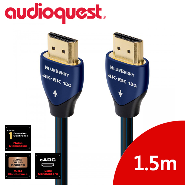 美國線聖 Audioquest HDMI BlueBerry 藍莓 (1.5m) 支援4K/8K
