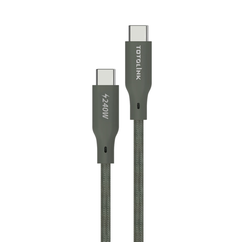 TOTOLINK 1米 Type-C USB-C to USB-C 強韌快充/傳輸編織線 240W-雪松灰