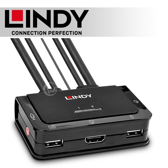 LINDY 林帝 2埠 USB Type-C & HDMI2.0 to HDMI2.0 帶線KVM切換器 (42347)