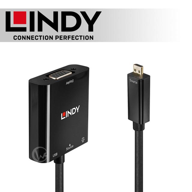 LINDY 林帝 主動式 Micro HDMI (Type-D) to VGA & 音源轉接器 (38287)