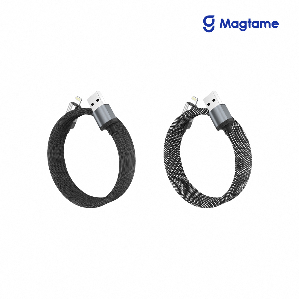 Magtame USB-A to Lightning 磁性快收納充電傳輸線-鋁殼圓線款 1M (發明專利)
