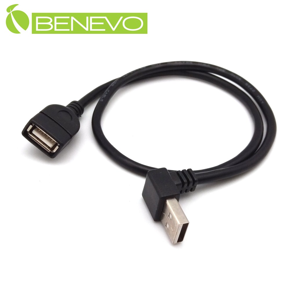 BENEVO上彎型 50cm USB2.0 A公-A母 高隔離延長線