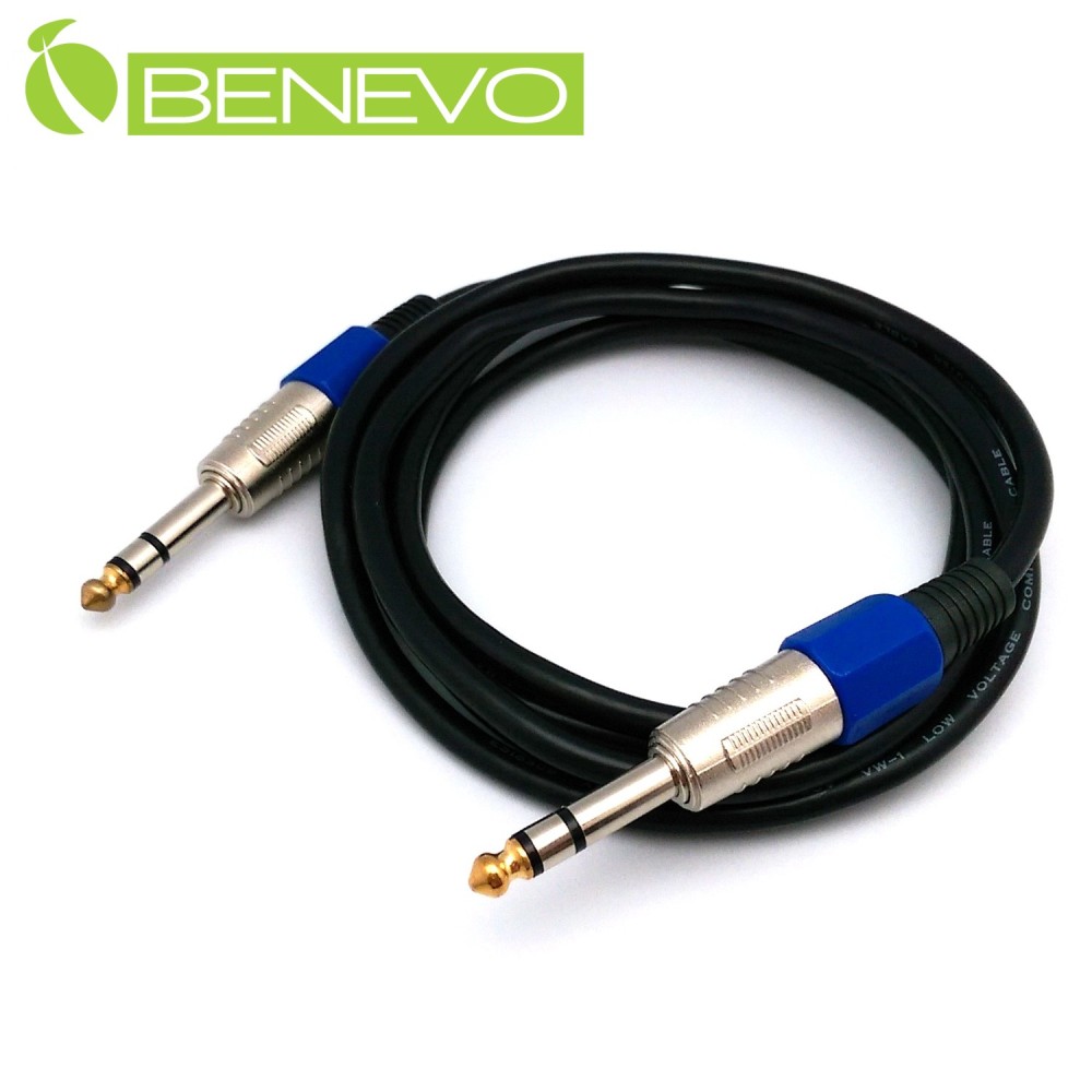 BENEVO 2米 TRS型式6.3mm公對公雙聲道/平衡聲音連接線 (BAU02026MM)