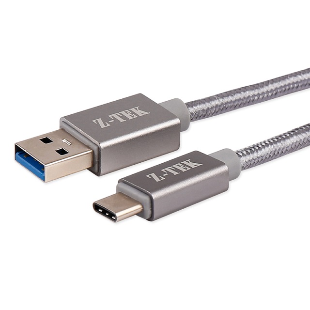 USB3.1 A/M To Type C/M 鋁殼編織快充線-灰色 L:1M