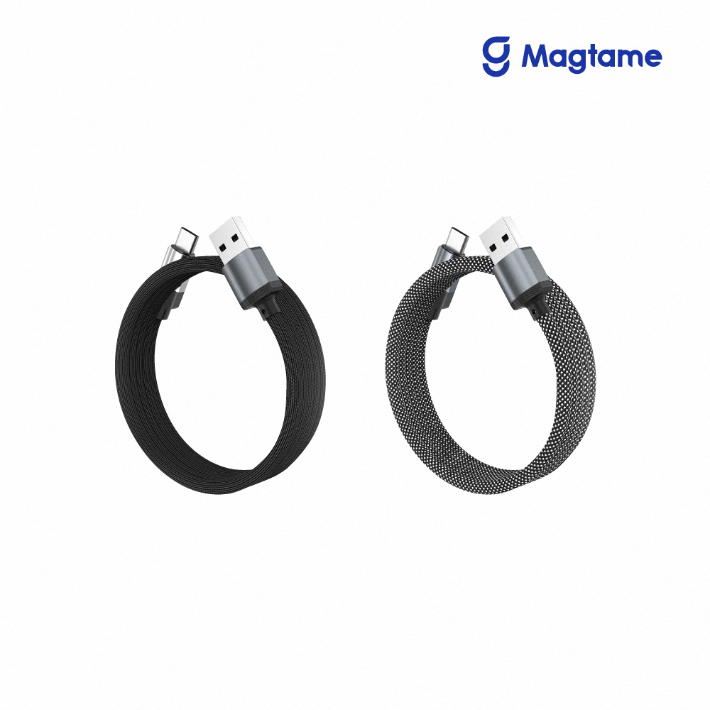 Magtame USB-A to Type-C 磁性快收納充電傳輸線-鋁殼圓線款 1M (發明專利)
