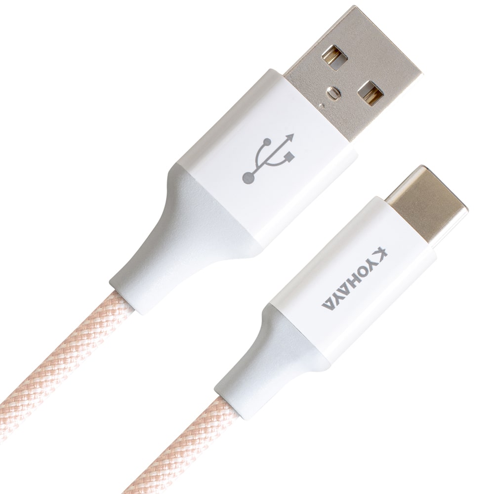 【KYOHAYA】USB-A to Type-C 日本同步馬卡龍色系編織充電線(日本進口充電線) 橙色 六入組