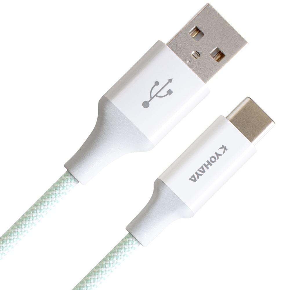 【KYOHAYA】USB-A to Type-C 日本同步馬卡龍色系編織充電線(日本進口充電線) 綠色 六入組