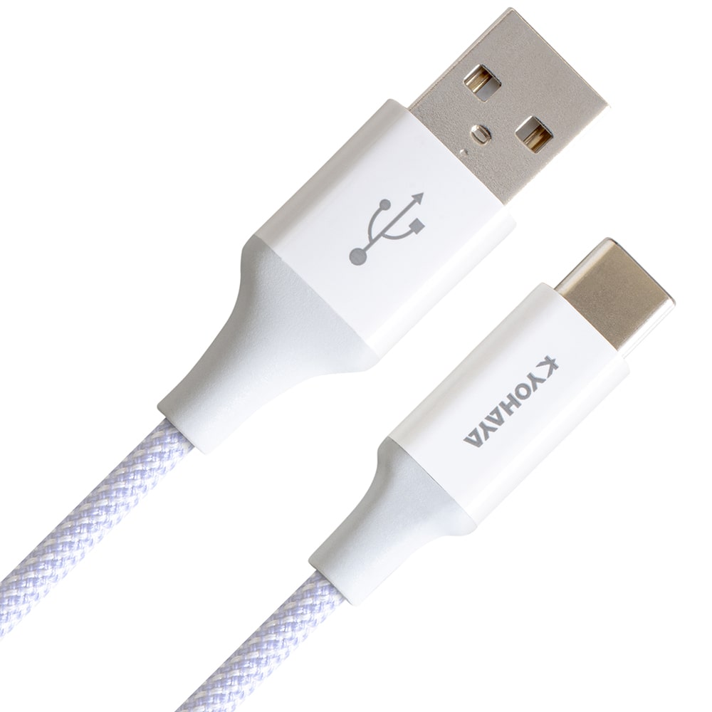 【KYOHAYA】USB-A to Type-C 日本同步馬卡龍色系編織充電線(日本進口充電線) 紫色 六入組