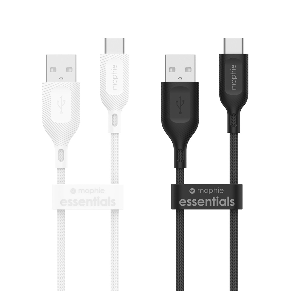 mophie essentials USB-A to USB-C 編織數據線 2m( 黑/白兩色任選)