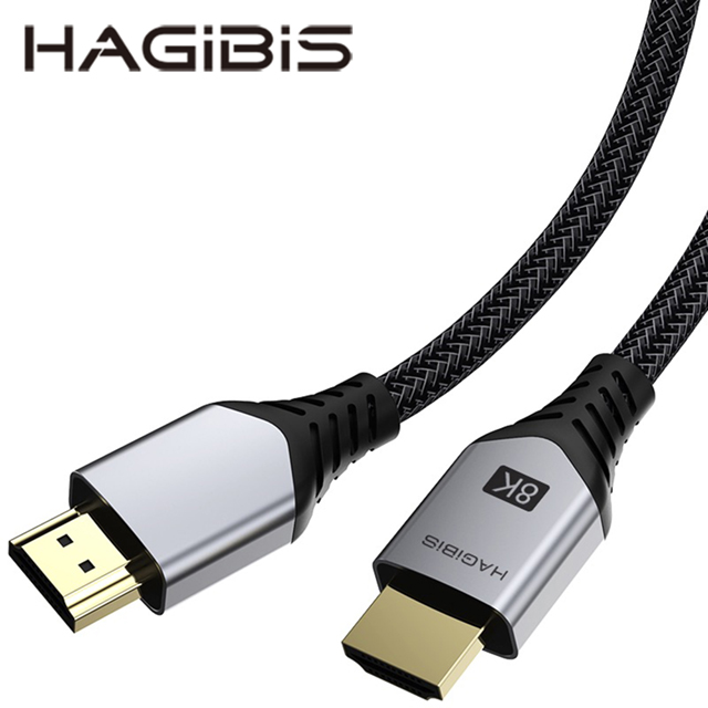 HAGiBiS編織鍍金頭HDMI 2.1版8K高畫質傳輸線1M