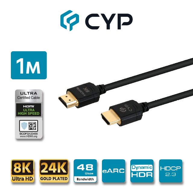 CYP西柏 - 協會認證HDMI2.1 8K HDMI高速線材 1.0M (CBL-H600-010)