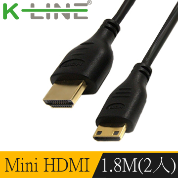 K-Line Mini HDMI to HDMI 4K影音傳輸線(1.8M/2入組)