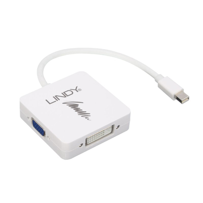 LINDY 林帝 主動式 mini DisplayPort 1.2版 轉 HDMI/DVI-D/VGA 三合一轉接器 (41035)