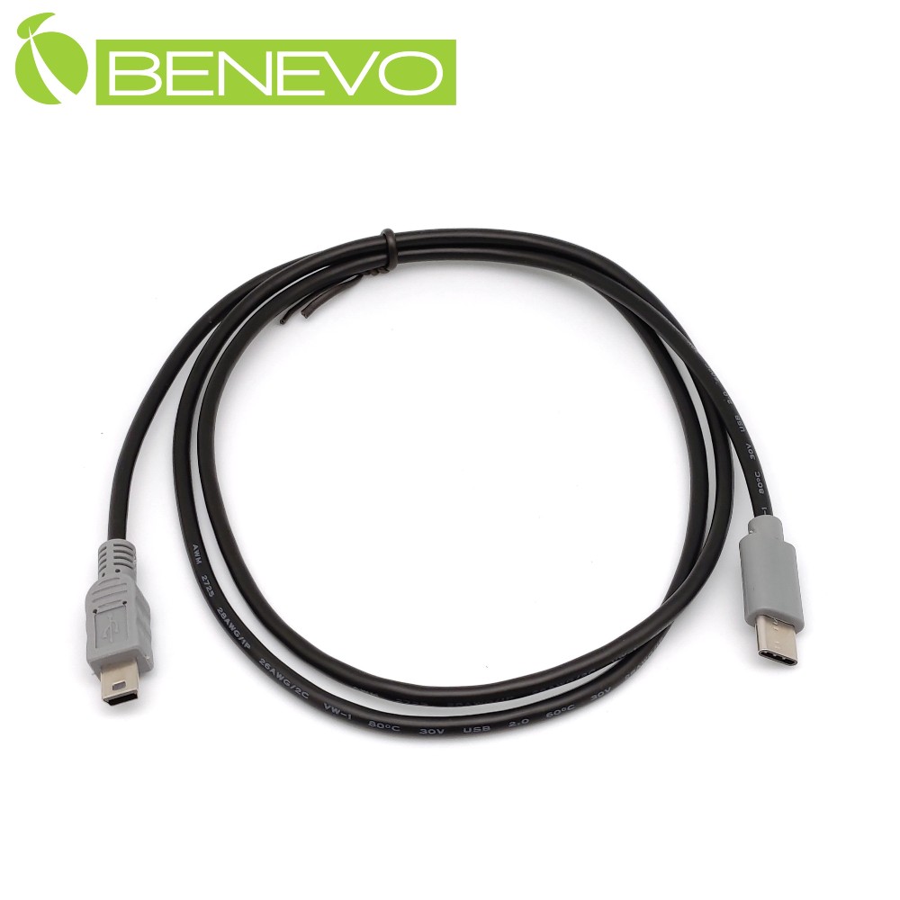 BENEVO OTG型 1米 USB3.1 Type-C(公)轉Mini USB(公)訊號傳輸線/充電轉接線 [BUSB0100CMMBM(OTG)