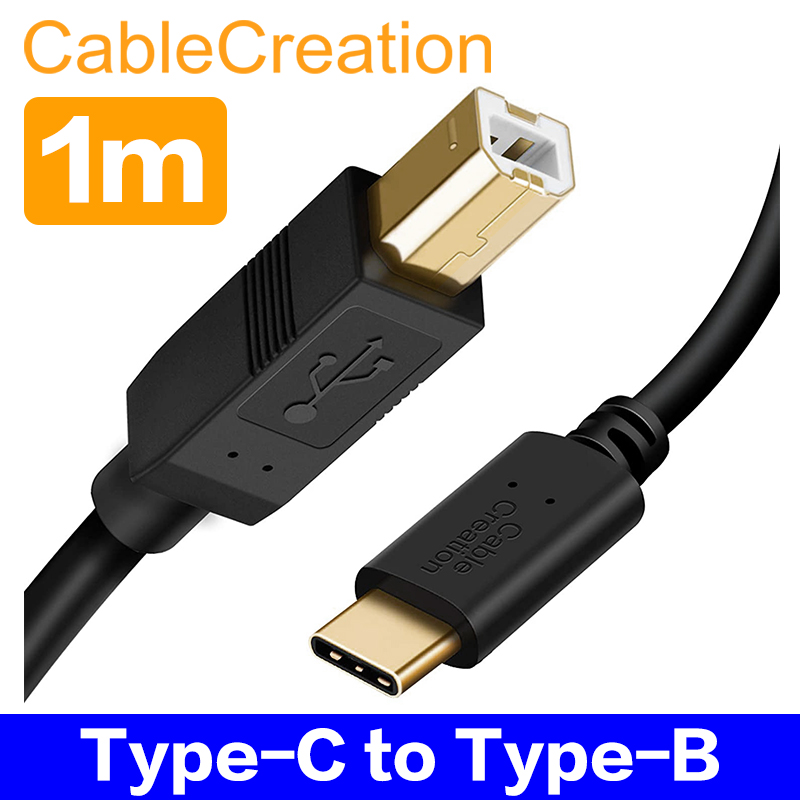 CableCreation Type-c 印表機線 -黑色 USB-C to Type-B 2入組(CC1178X2)