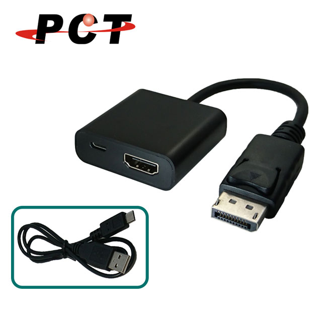 【PCT】HDMI轉DisplayPort轉接線+Micro-USB充電線(HDR11)