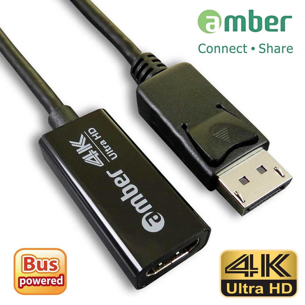 amber Adapter DisplayPort to HDMI DP 20-pin male HDMI A 19-pin female