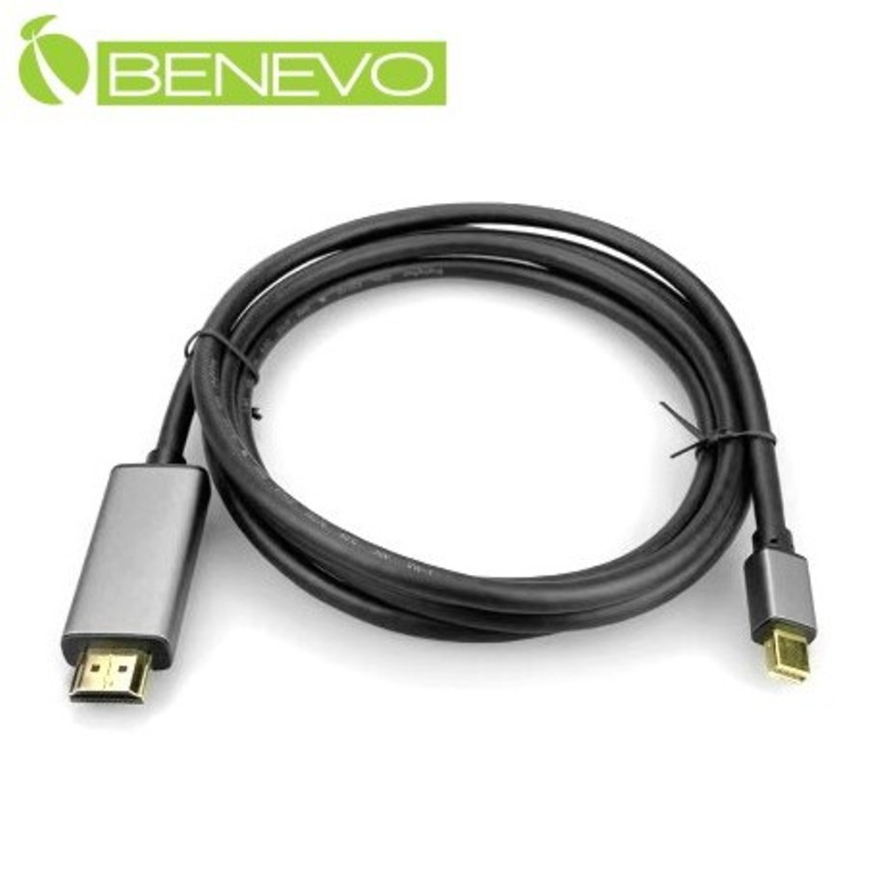 BENEVO專業型 1.8M 主動式Mini DP1.2轉HDMI2.0訊號轉接線，支援4K@60Hz