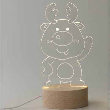北歐3D立體 USB LED創意小夜燈-Q版麋鹿