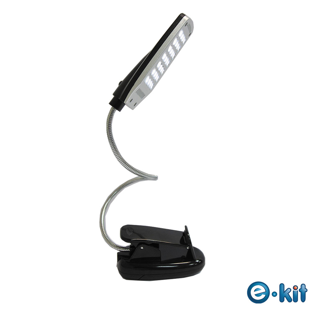 逸奇e-Kit 28顆亮白LED燈/輕巧百變創意蛇管檯燈夾(黑)UL-8002_BK