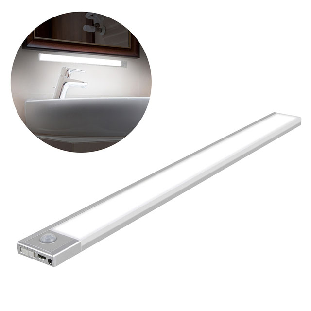 超薄L型 USB充電磁吸 智能LED感應燈-白光