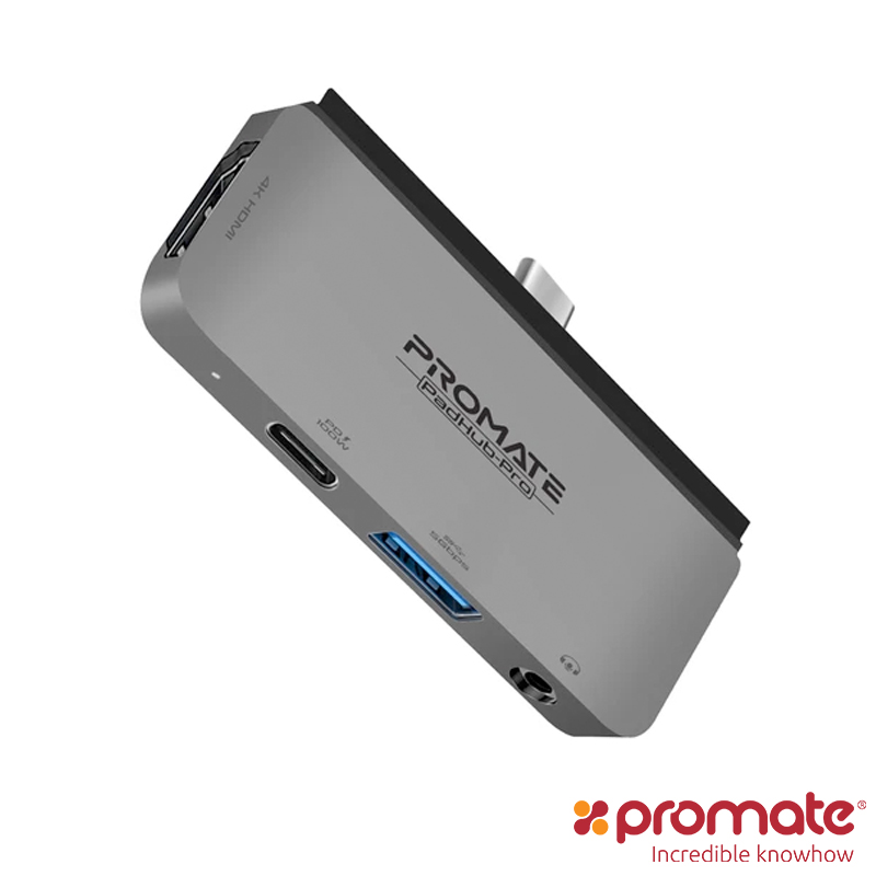 Promate 4合1 USB Type C 擴充集線器(PadHub-Pro)(灰)