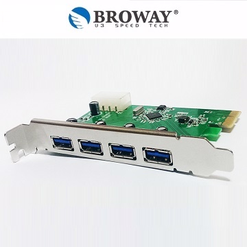 BROWAY PCI-E TO USB 3.0 4PORT HUB 高速 5Gbps 介面卡