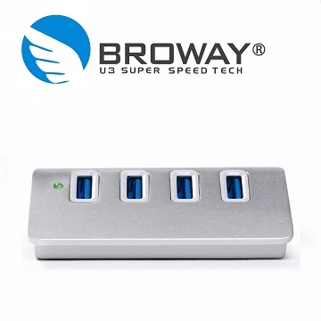 BROWAY USB 3.0 4PORT HUB集線器 晶鑽銀