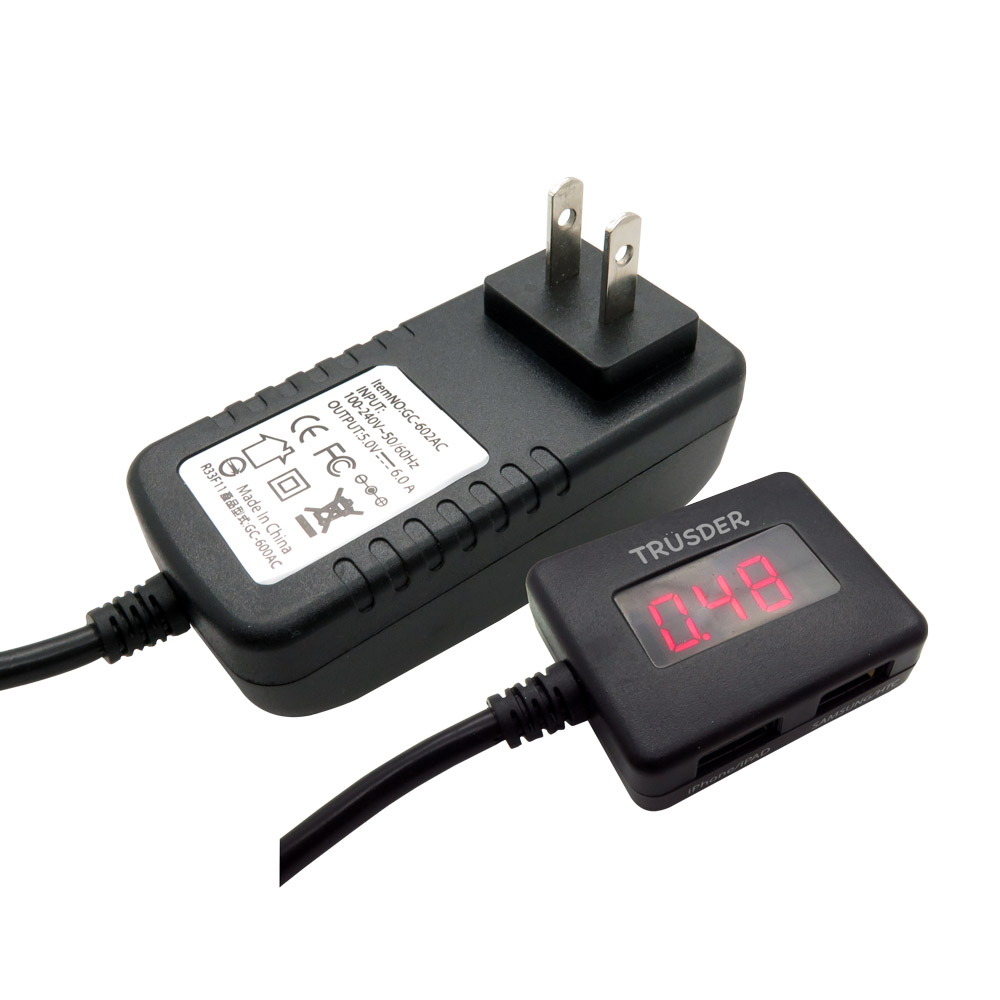 【買一送一】[Trusder 5V 6A AC轉4Port USB電流顯示充電器 (GC-602AC)