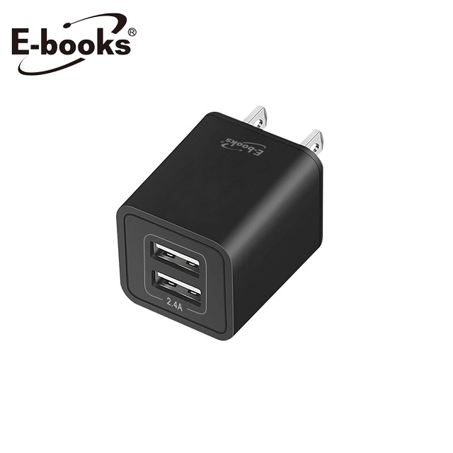 E-books B45 雙孔2.4A USB快速充電器-黑