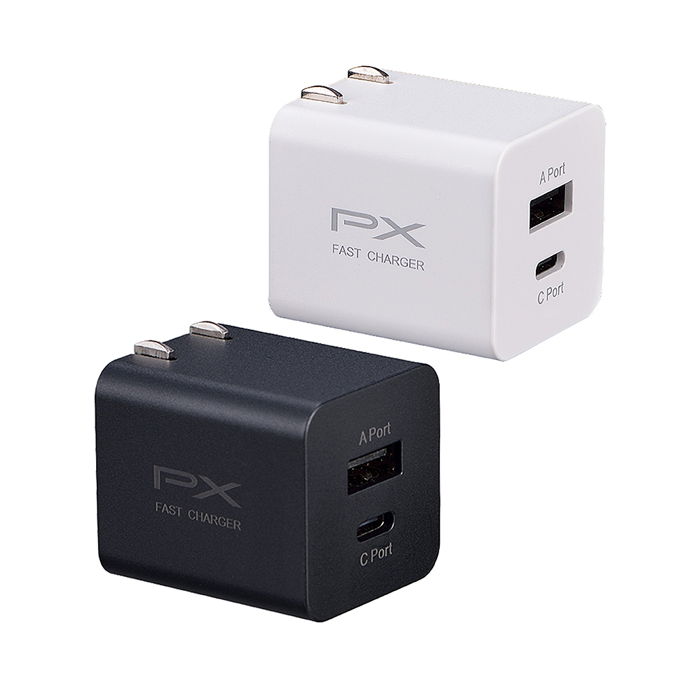 PX 大通 PWC-2011MW/MB 充電器20W瓦快充Type-CPD3.0平板手機USB2孔充電頭(iPhone 15快充 雙USB)