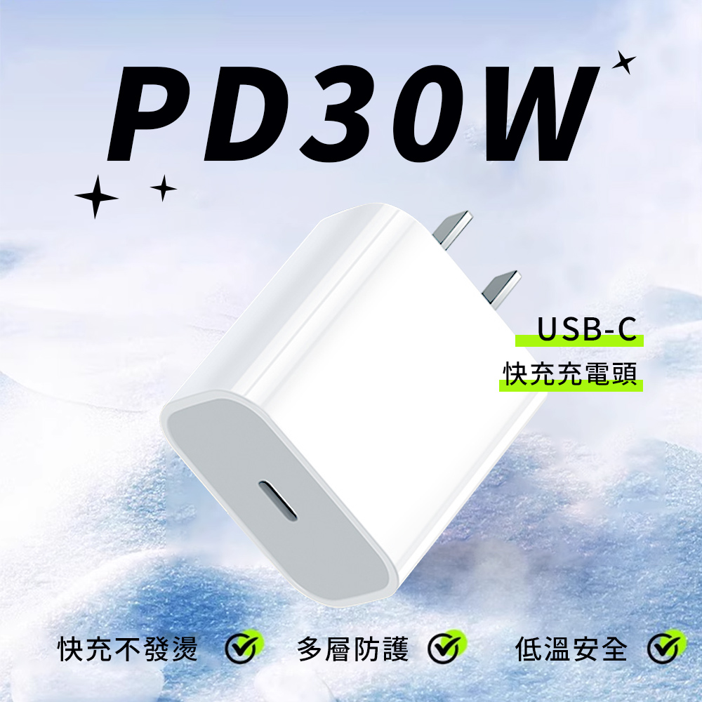OMG PD30W單孔快充充電器 Type-C快充充電頭（iPhone15/14/13/12/11豆腐頭）