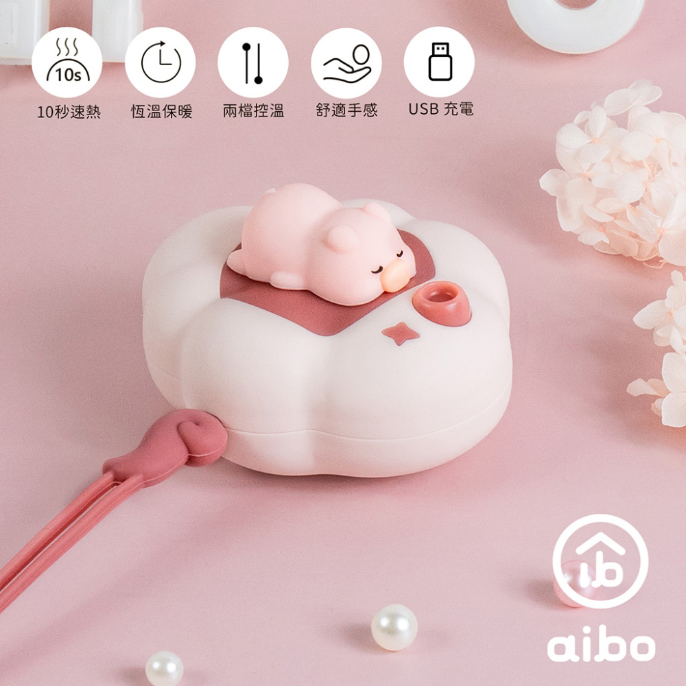 USB充電式 雲朵朵 暖蛋/暖手寶(二檔調溫)-粉紅萌豬
