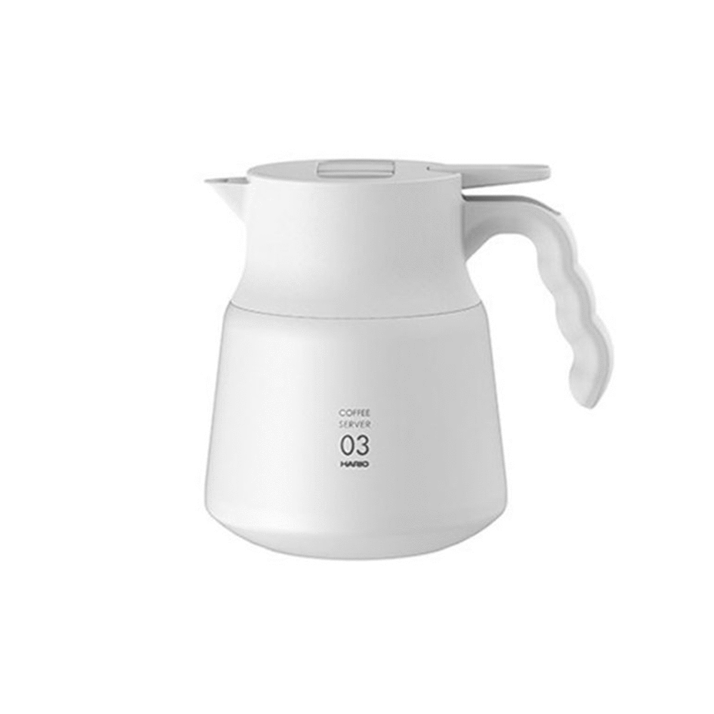 【HARIO官方】V60 VHSN系列雙層真空不鏽鋼保溫咖啡壺PLUS 03 800ml (2-6杯)-白色VHSN80-W