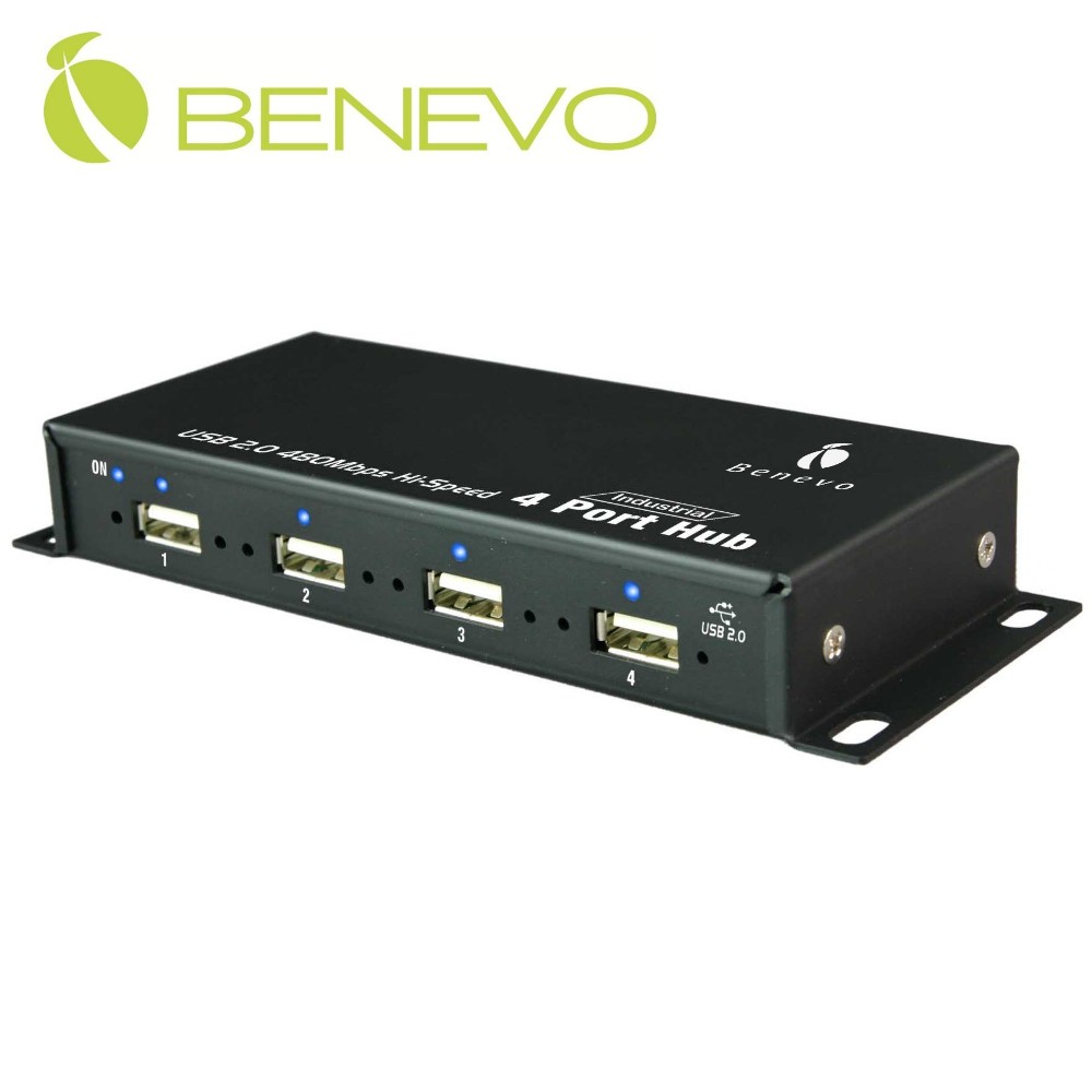 BENEVO UltraUSB 工業級 4埠USB2.0集線器(附2A變壓器)