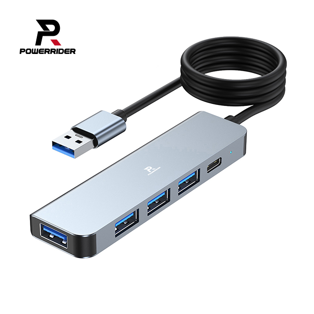 PowerRider HB-P9A 五合一USB傳輸集線器 鈦金灰