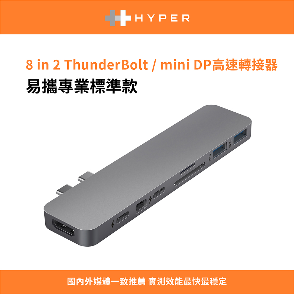 HyperDrive 8-in-2 USB-C Hub-太空灰