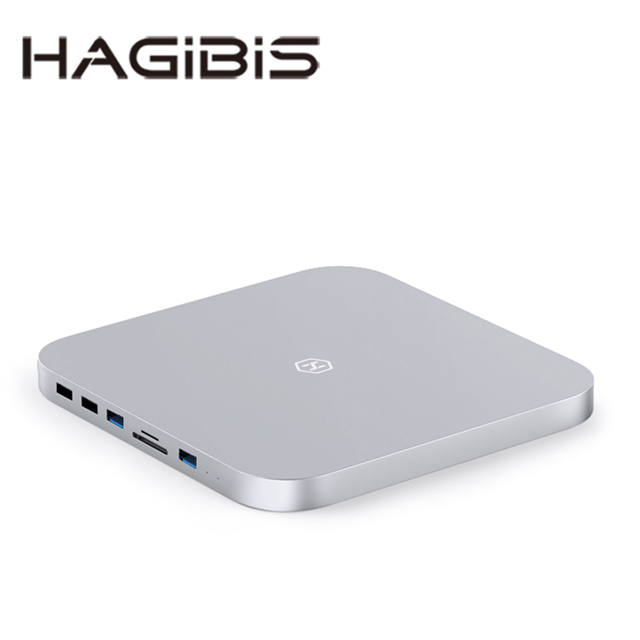HAGiBiS鋁合金Type-C擴充器USB2.0*2+USB3.0*2+SD/TF卡槽+SATA硬碟盒(銀色)