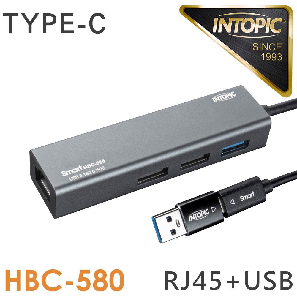 INTOPIC 廣鼎 USB3.1&RJ45鋁合金集線器(HBC-580)