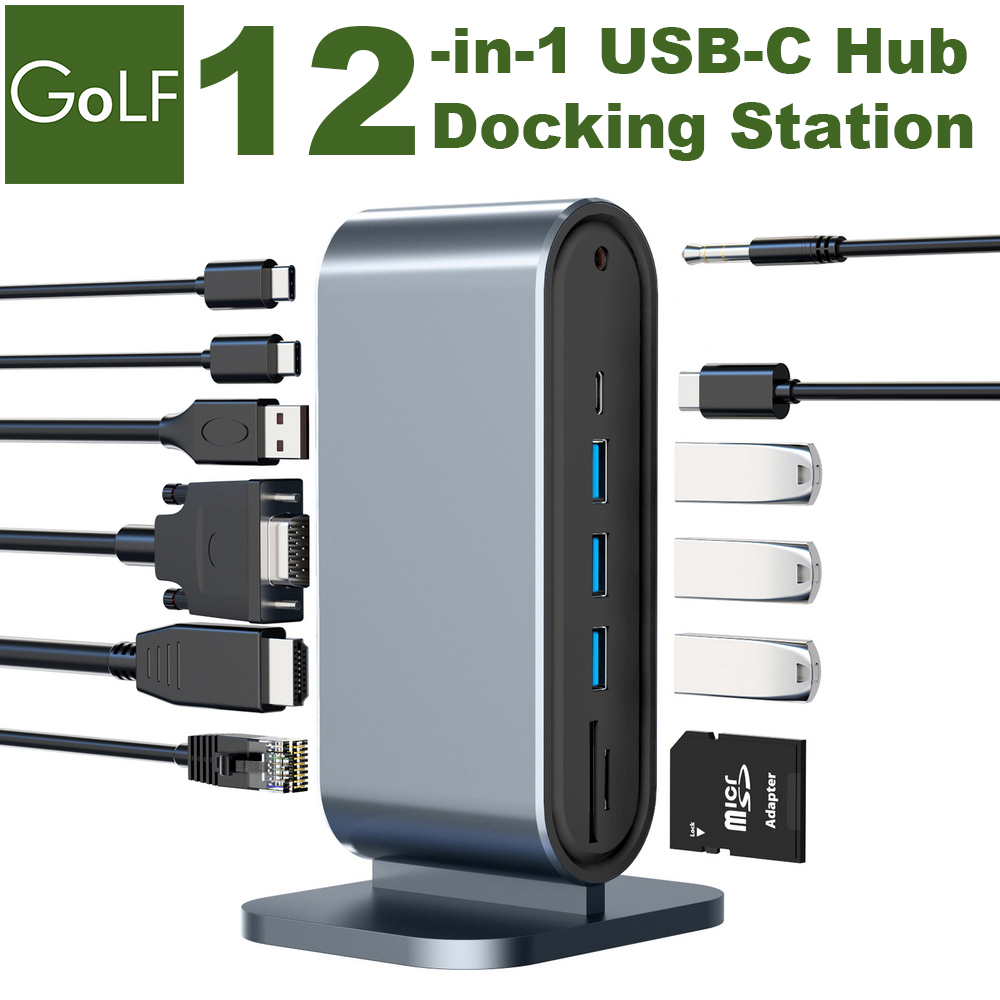 Golf 12 in 1 USB C 直立款擴充 HUB 工作站