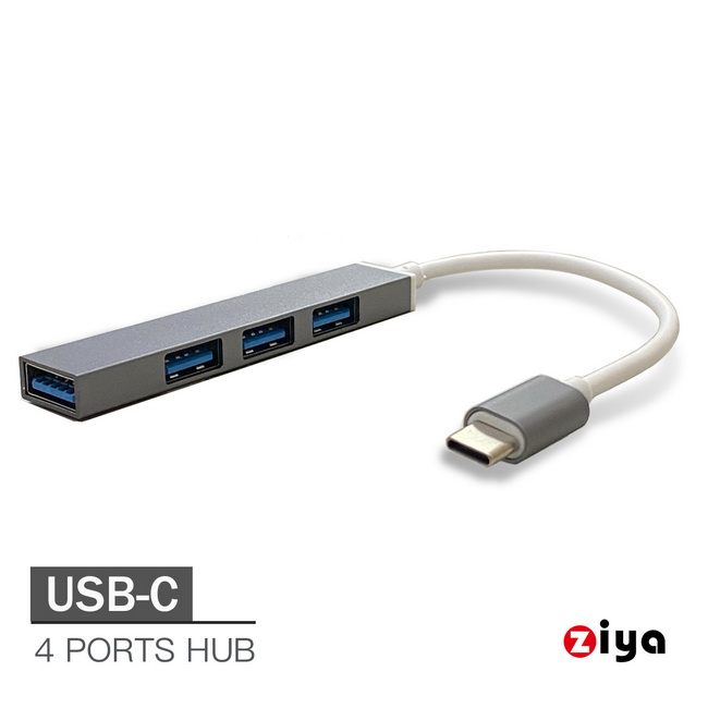 [ZIYA Type-C USB HUB 集線器 USB3.0 X 4孔 超薄迷你款 金屬太空灰