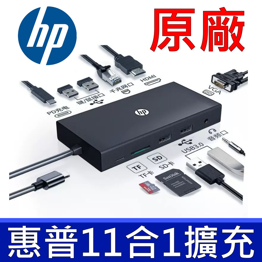 HP 原廠 USB-C TYPE-C HUB 11合1 多功能 集線器