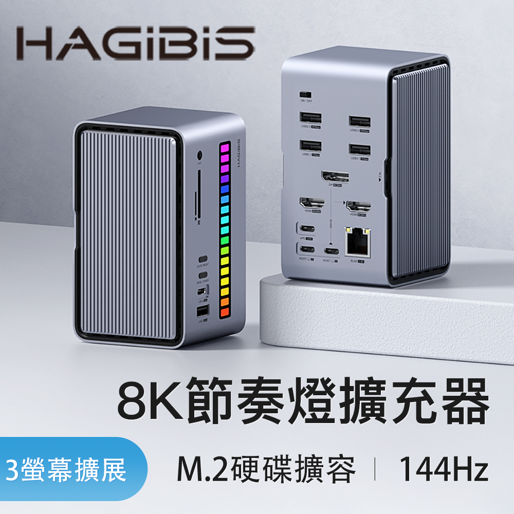 HAGiBiS桌面式Type-C多功能節奏燈擴充器18合1