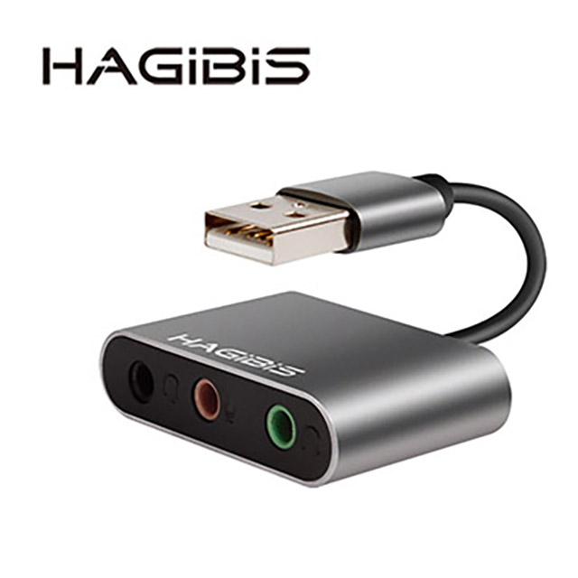 HAGiBiS海備思USB鋁合金外接音效卡三孔國際版（黑色）