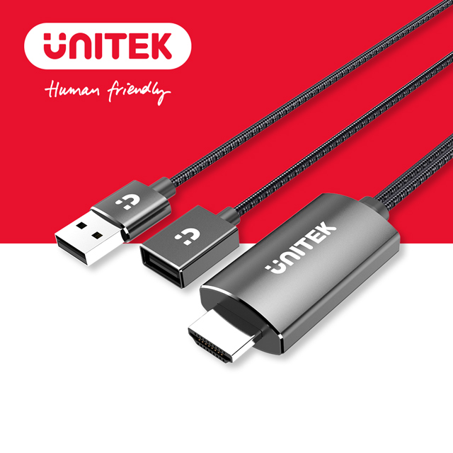 UNITEK USB-A(母)(USB-C / Lightning) to USB-A(公) HDMI高清轉接線(1M)