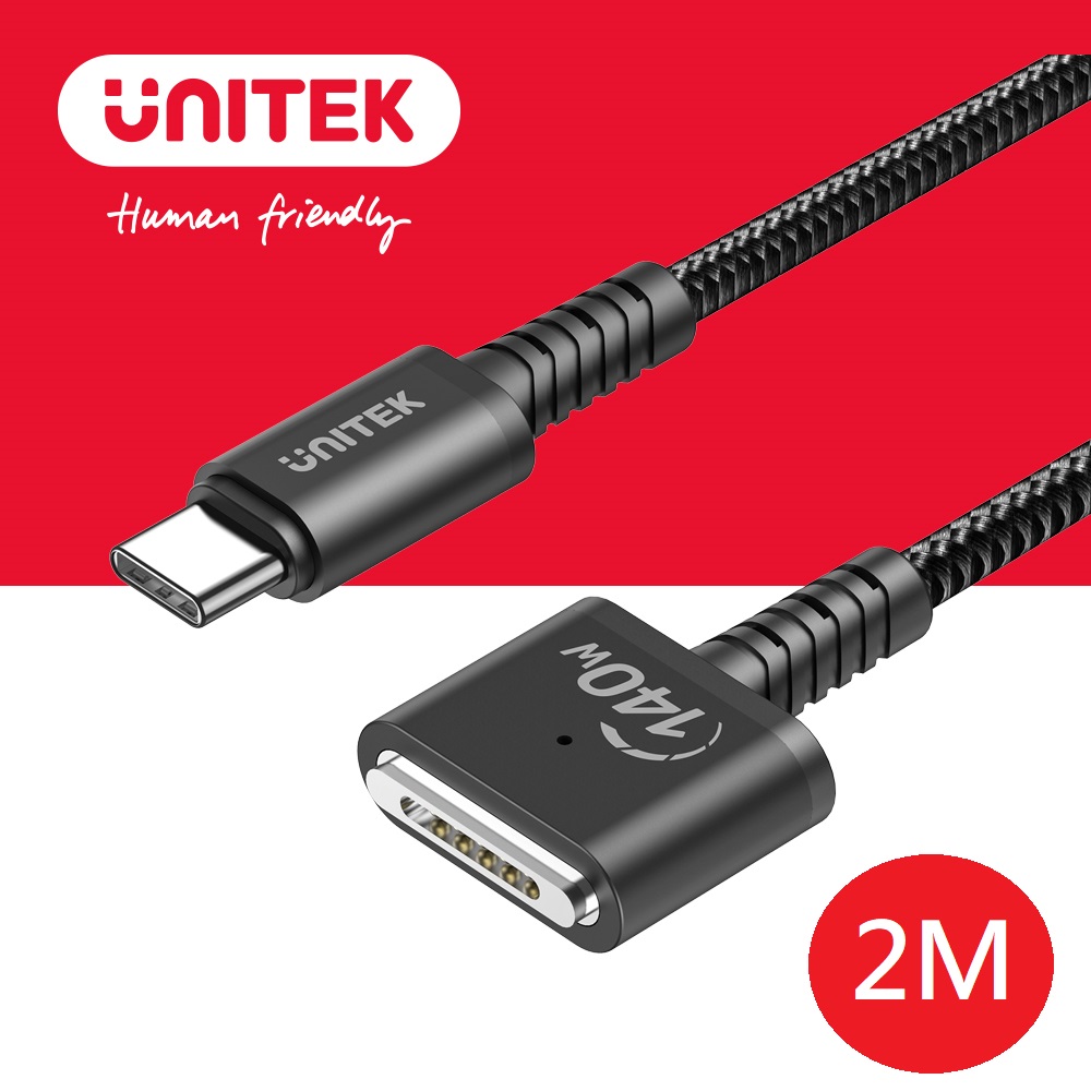UNITEK MacBook USB-C 對 MagSafe 3 PD磁吸充電線 2M (Y-C14121BK-2M)
