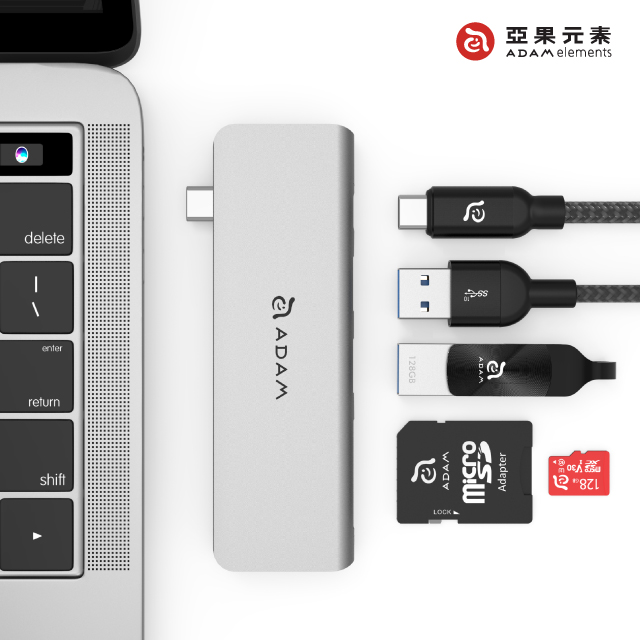 【亞果元素】CASA Hub 5E USB-C 5 Port 五合一供電多功能讀卡集線器 灰