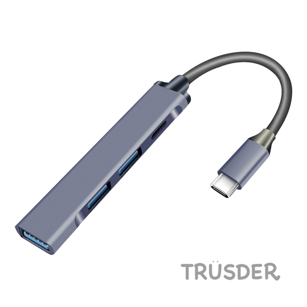 [TRUSDER USB Type-C 3.0 轉 USB2.0/3.0+Type-C 2.0 4port Hub