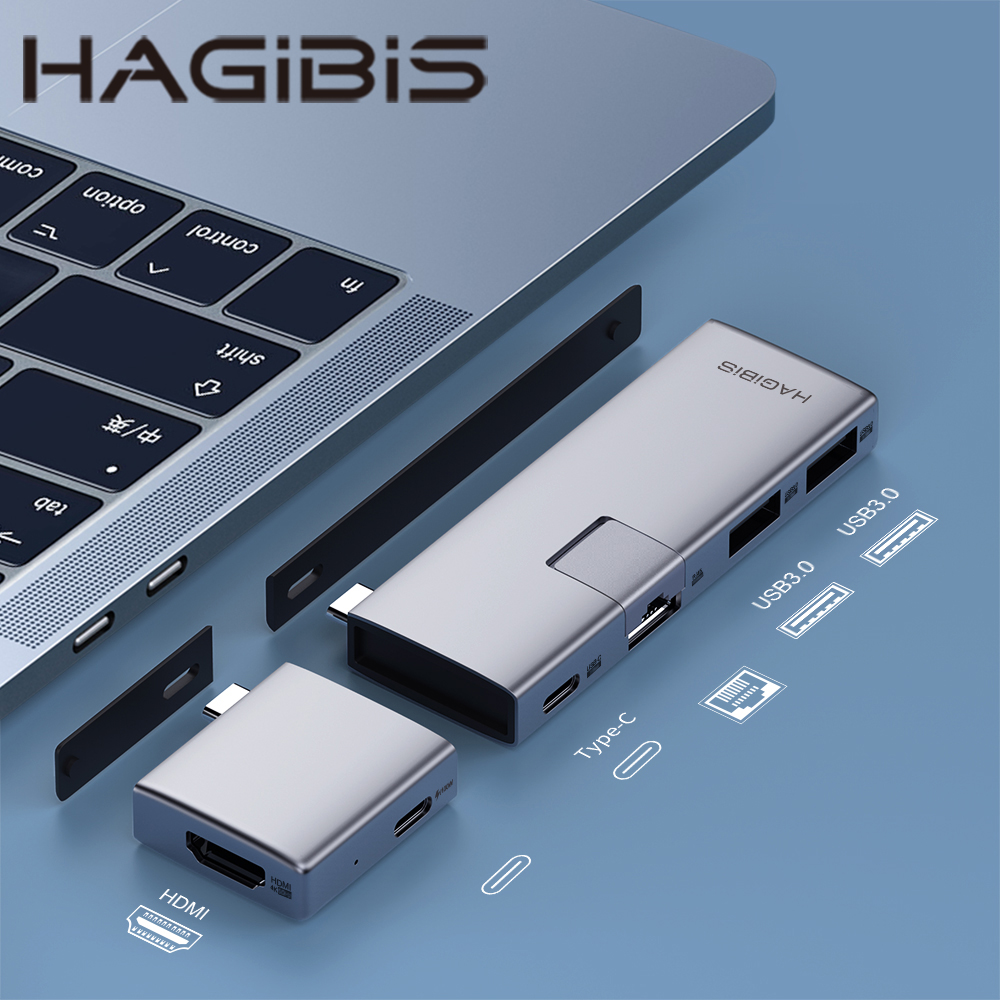 HAGiBiS鋁合金模組化Type-C擴充器MC2L網路卡款